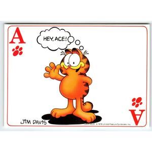 Garfield Postcard Hey Ace Playing Card Jim Davis Comic Orange Tabby Cat 1978